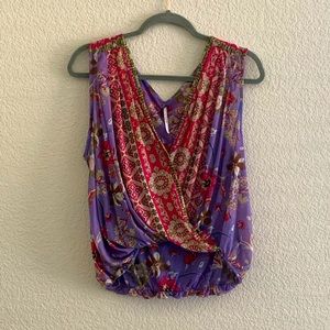 multi colored V neck shell